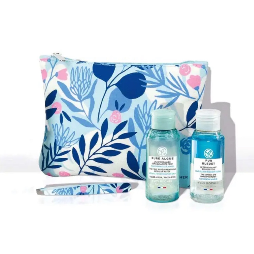 NEW Yves Rocher Floral Cosmetic Bag with Skincare Set